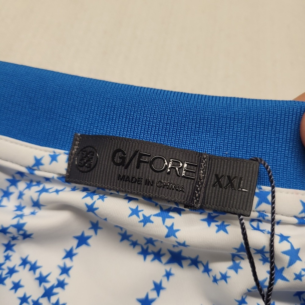 G Fore Polo Shirt Mens 2XL Blue Geometric Performance Golf Preppy Academia Logo - Picture 5 of 10